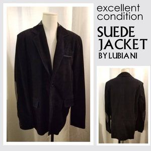 Navy Genuine Suede Leather Jacket L